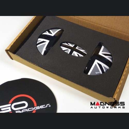 MINI Cooper Door Pull And Glove Box Emblem - Black Jack (R55/ R56/ R57/ R58/ R59 Models)