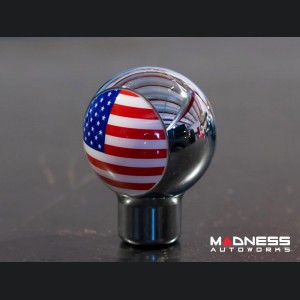 MINI Cooper Gear Shift Knob - Chrome w/ American Flag Design