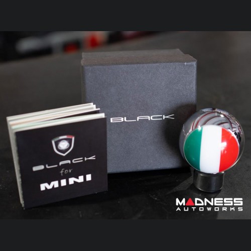 MINI Cooper Gear Shift Knob - Chrome w/ Italian Flag Design