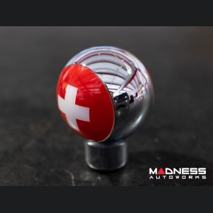 MINI Cooper Gear Shift Knob - Chrome w/ Switzerland Flag Design