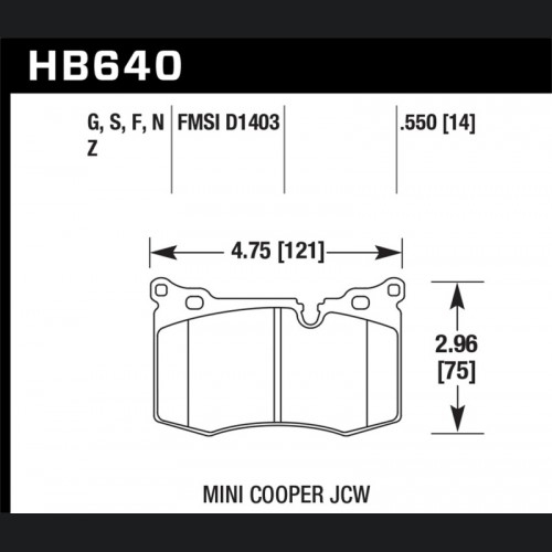 Mini Cooper John Cooper Works Coupe Brake Pads - Front - Hawk Performance - HPS 5.0 - `14-`15