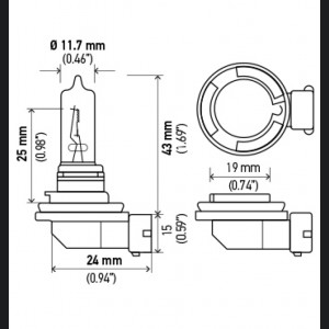 Mini Cooper Headlight Bulb - Hella - H9 12V/100W XB - Xenon White - `02-`04