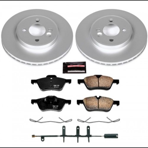 Mini Cooper Brake Kit - Front - PowerStop - GEOMET Coated Rotors + Z23 Carbon-Fiber Ceramic Pads - `02-`06
