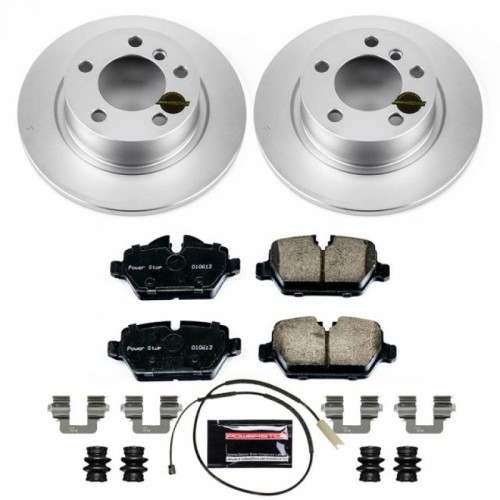 Mini Cooper Countryman Brake Kit - Rear - PowerStop - Geomet Coated Rotors + Carbon-Fiber Ceramic Pads - `11-`16