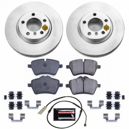 Mini Cooper Countryman Brake Kit - Front - PowerStop - Genuine Geomet Coated Rotors + Carbon-Fiber Ceramic Pads - `11-`16