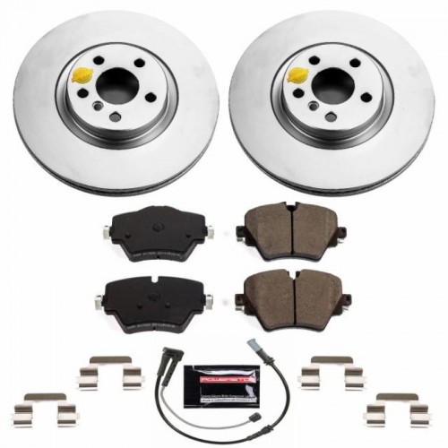 Mini Cooper Countryman Brake Kit - Front - PowerStop - Geomet Coated Rotors + Z23 Carbon-Fiber Ceramic Pads - `17-`21