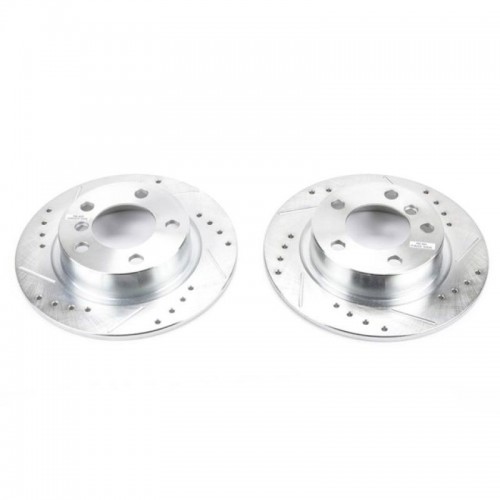 Mini Cooper Countryman Brake Rotors (2) - Rear - PowerStop - Evolution Drilled & Slotted - Silver - `11-`16