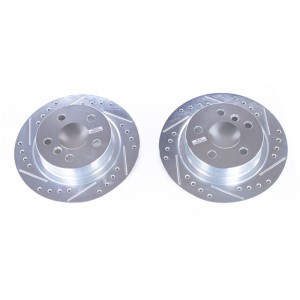 Mini Cooper Clubman Brake Rotors (2) - Rear - PowerStop - Evolution Drilled & Slotted - Silver - `16-`19