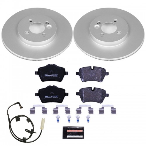 Mini Cooper Brake Kit - Front - PowerStop - Genuine Geomet Coated Rotors + ECE-R90 Brake Pads + Hardware Kit - `07-`10