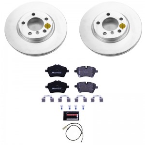 Mini Cooper Countryman Brake Kit - Front - PowerStop - Genuine Geomet Coated Rotors + ECE-R90 Brake Pads - `11-`16