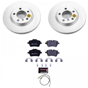 Mini Cooper Countryman Brake Kit - Front - PowerStop - Genuine Geomet Coated Rotors + ECE-R90 Brake Pads - `11-`16
