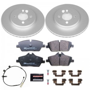 Mini Cooper Brake Kit - Front - PowerStop - Genuine Geomet Coated Rotors + ECE-R90 Brake Pads + Hardware Kit - `11-`15