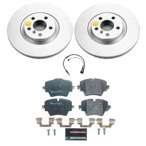 Mini Cooper Countryman Brake Kit - Front - PowerStop - Genuine Geomet Coated Rotors, ECE-R90 Certified Pads - `17-`21