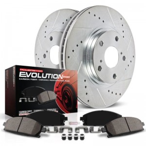 Mini Cooper Brake Kit - Front - PowerStop - Drilled & Slotted Rotors + Carbon-Fiber Ceramic Pads - `07-`08