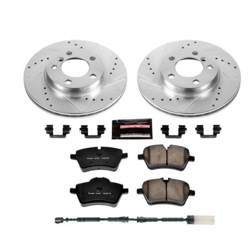 Mini Cooper Countryman Brake Kit - Front - PowerStop - Drilled & Slotted Rotors + Carbon-Fiber Ceramic Pads - `11-`16