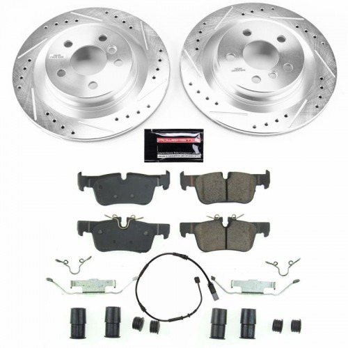 Mini Cooper Clubman Brake Kit - Rear - PowerStop - Drilled & Slotted Rotors + Carbon-Fiber Ceramic Pads - `17-`19