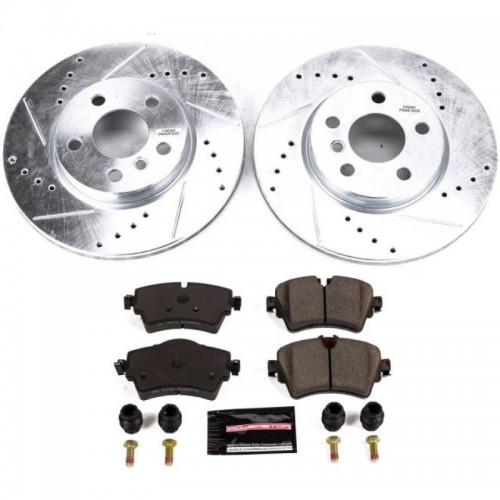 Mini Cooper Clubman Brake Kit - Front - PowerStop - Drilled & Slotted Rotors + Carbon-Fiber Ceramic Pads - `16-`19