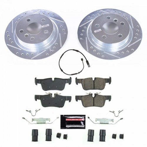 Mini Cooper Clubman Brake Kit - Rear - PowerStop - Drilled & Slotted Rotors + Carbon-Fiber Ceramic Pads - `16-`21