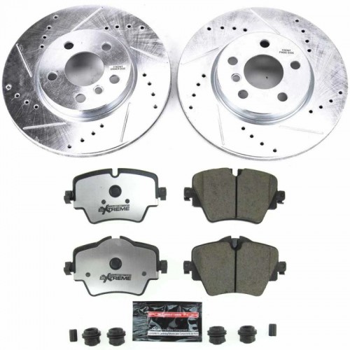 Mini Cooper Clubman Brake Kit - Front - PowerStop - Drilled & Slotted Rotors + Carbon-Fiber Ceramic Pads - 2019