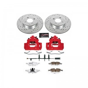 Mini Cooper Brake Kit - Front - PowerStop - Drilled/Slotted Rotors + Carbon-Fiber Ceramic Pads + Powder Coated Calipers - `02-`06