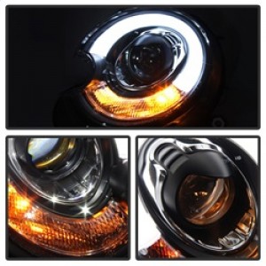 Mini Cooper Headlights - SPYDER - Projector, Xenon/HID, DRL - Black - `10-`12