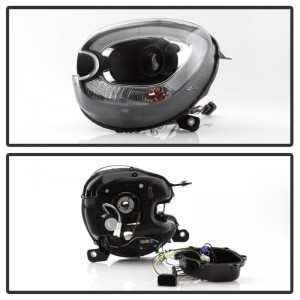 Mini Cooper Countryman Headlight Set - SPYDER - LBDRL Projector - Black - `11-`15