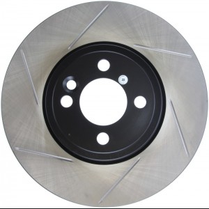 Mini Cooper S Brake Rotor (1) - Front Left - Stoptech - Slotted - Black - `07-`09