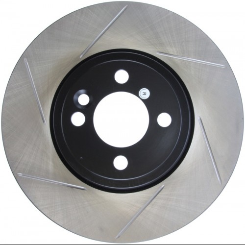 Mini Cooper S Brake Rotor (1) - Front Left - Stoptech - Slotted - Black - `07-`09