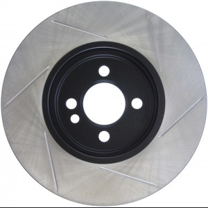 Mini Cooper S Brake Rotor (1) - Front Left - Stoptech - Slotted - Black - `07-`09