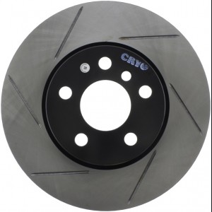 Mini Cooper Brake Rotor (1) - Front Right - Stoptech - Slotted - Black E-Coated - `14-`19