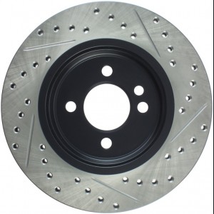 Mini Cooper Brake Rotor (1) - Right Front - Stoptech - Slotted & Drilled Sport - Black - `02-`07