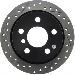Mini Cooper Brake Rotor (1) - Rear Right - Stoptech - Slotted & Drilled - Black - `14-`19