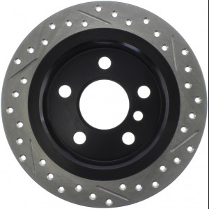 Mini Cooper Brake Rotor (1) - Rear Right - Stoptech - Slotted & Drilled - Black - `14-`19