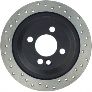 Mini Cooper Brake Rotors (2) - Front + Rear - Stoptech - Drilled Sport - Black - `09-`16