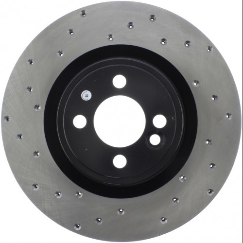 Mini Cooper Brake Rotor - Front Left - Stoptech - Sport Cross Drilled - Black - `09-`16