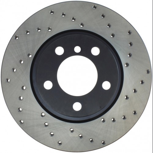 Mini Cooper Countryman Brake Rotors (2) - Front Left - Stoptech - Drilled Sport - Black - `11-`16