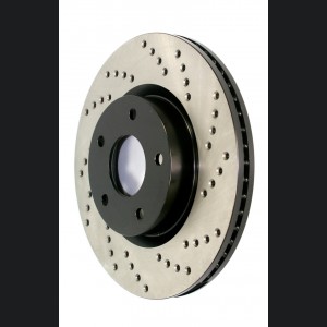 Mini Cooper Brake Rotor (1) - Front Left - Stoptech - Drilled Sport - Black - `14-`17