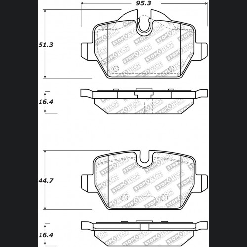 Mini Cooper Countryman Brake Pads - Rear - Stoptech - Street Select Brake Pads w/Hardware - `11-`16