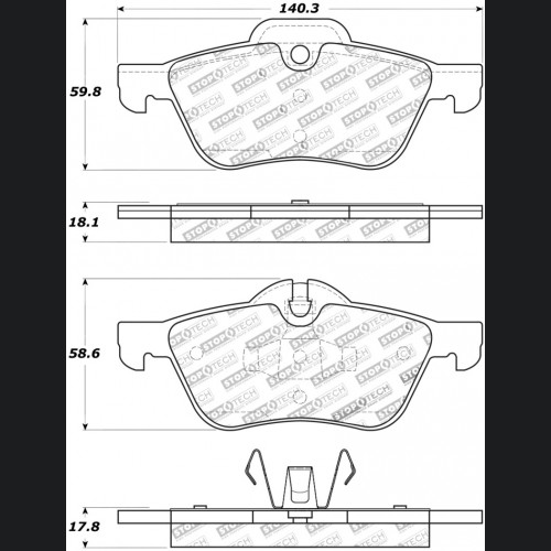 Mini Cooper Brake Pads - Front - Stoptech - ST Street - `02-`08