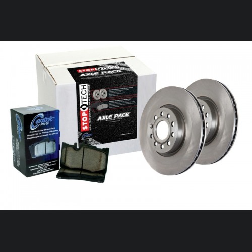 Mini Cooper Brake Kit - Front + Rear - Stoptech - Drilled & Slotted C-Tek Silver Rotors + Centric Premium Pads - Silver - `07-`16