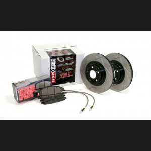 Mini Cooper Brake Kit - Rear - Stoptech - Slotted Rotors + Sport Pads + Stainless Steel Brake Lines - Black - `02-`03