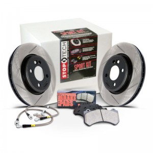 Mini Cooper Brake Kit - Rear - Stoptech - Slotted Rotors + Sport Pads + Stainless Steel Brake Lines - Black - `02-`03