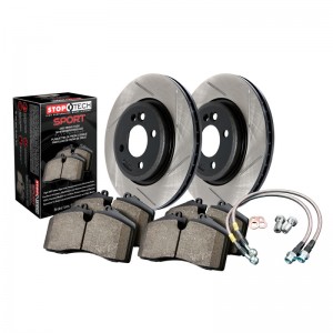 Mini Cooper Brake Kit - Rear - Stoptech - Slotted Rotors + Sport Pads + Stainless Steel Brake Lines - Black - `02-`03