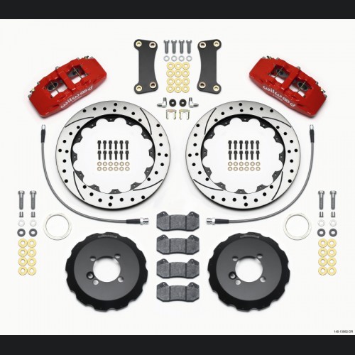 Mini Cooper Brake Kit - Front - Wilwood - 12.88in Drilled Rotors + DynaPro 6 Calipers - Red - 2002