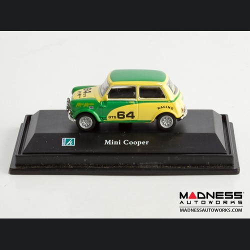 Hongwell Cararama Mini Cooper- 1/72 Scale Diecast Model Car - Yellow W/ Green