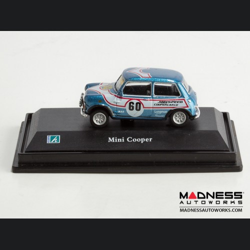 Hongwell Cararama Mini Cooper- 1/72 Scale Diecast Model Car - Blue W/ White Stripe 