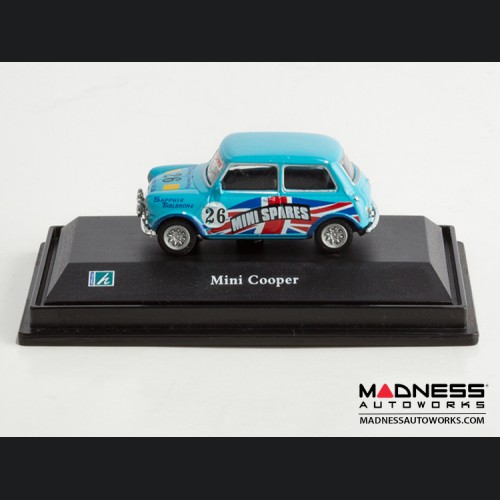 Hongwell Cararama Mini Cooper- 1/72 Scale Diecast Model Car - Light Blue W/ British Flag