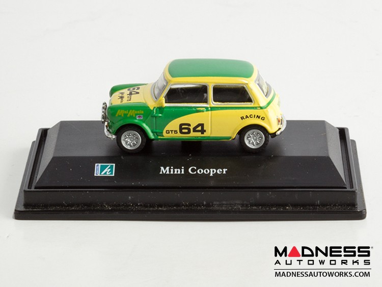 Hongwell Cararama Mini Cooper- 1/72 Scale Diecast Model Car - Yellow W/ Green