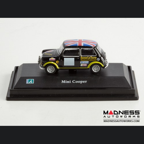 Hongwell Cararama Mini Cooper- 1/72 Scale Diecast Model Car - Black W/ British Flag