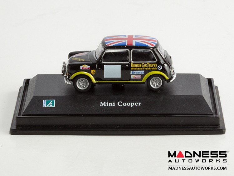 Hongwell Cararama Mini Cooper- 1/72 Scale Diecast Model Car - Black W/ British Flag